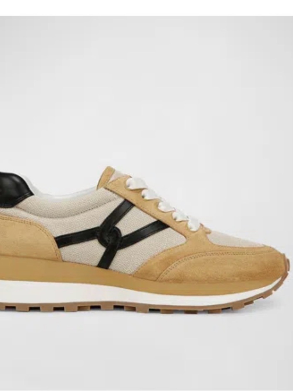 Veronica Beard Beige, Tan and Black Low-Top Sneakers